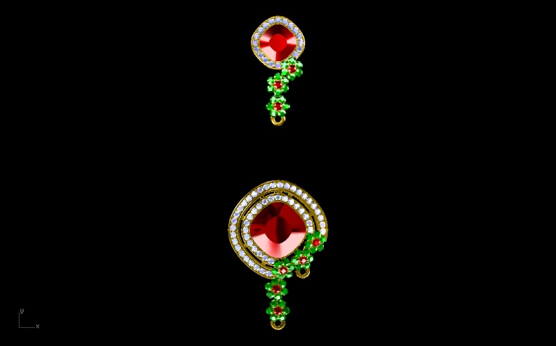 The Red, Green, and White Earring Designed