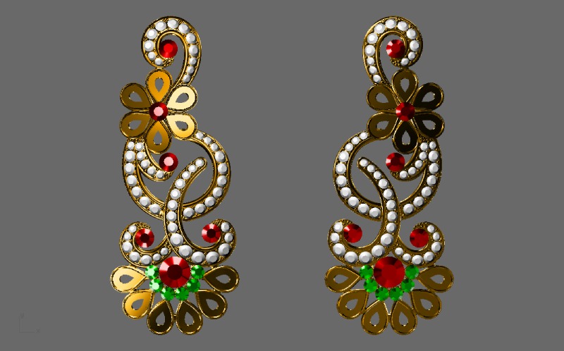 Red Green and White Fashionable Women Earring