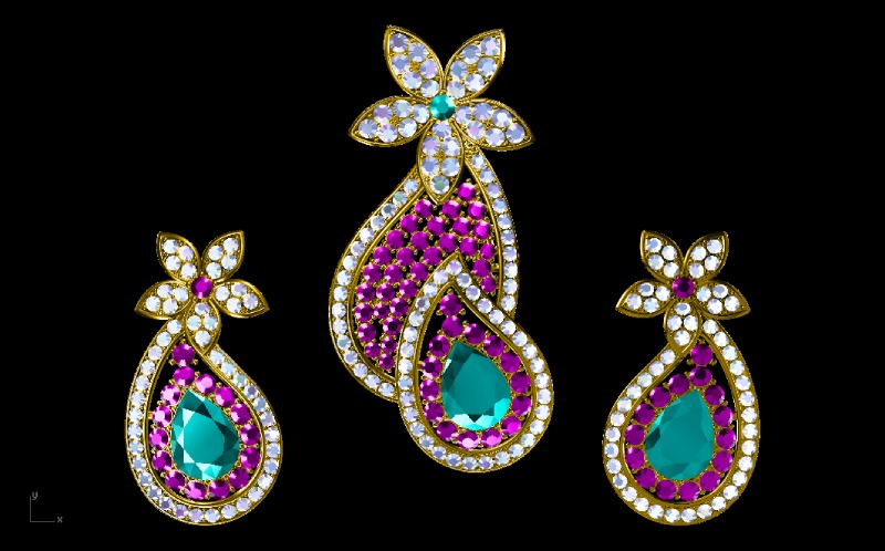 Pink And Aqua Green Earring