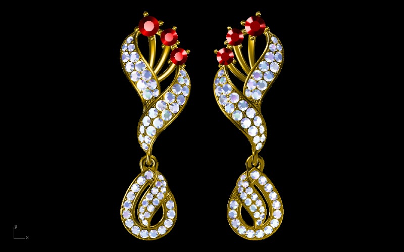 White And Golden Diamond Earring