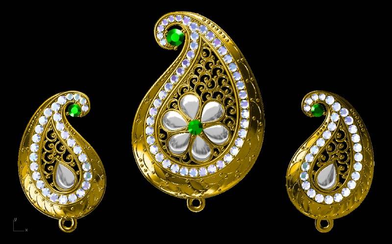 Elegant White, Golden and Green Women Earring