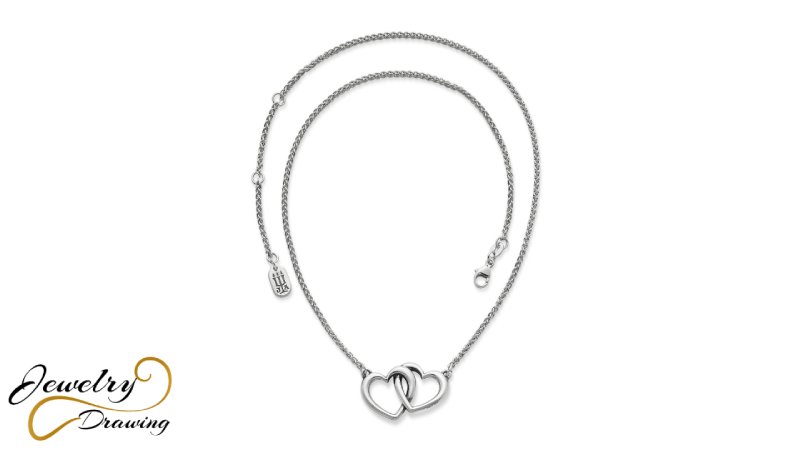 Double heart attach special design silver necklace