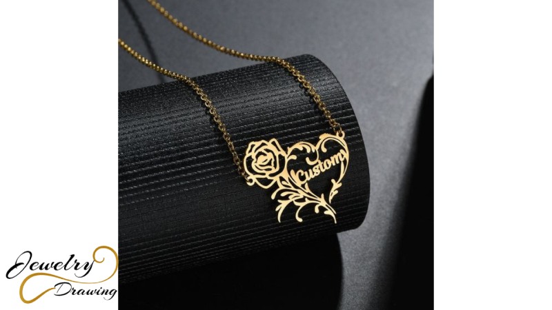 Marvellous flower and heart combination design gold name locket