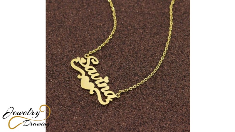 Middle heart design gold name locket