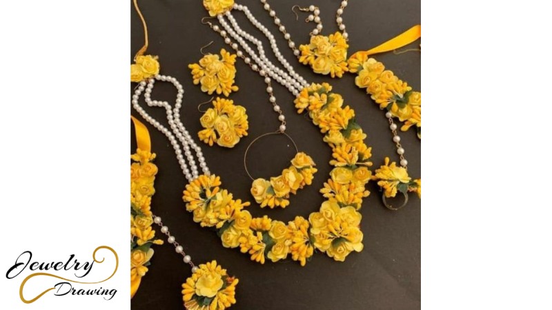Pure yellow flower jewellery set