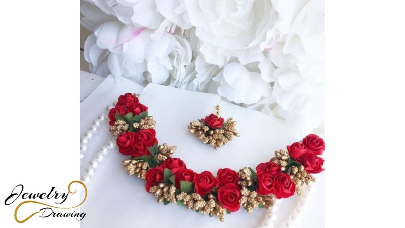 Red roses combination flower jewellery set