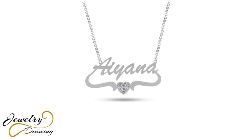 Silver and diamond heart combination name design locket
