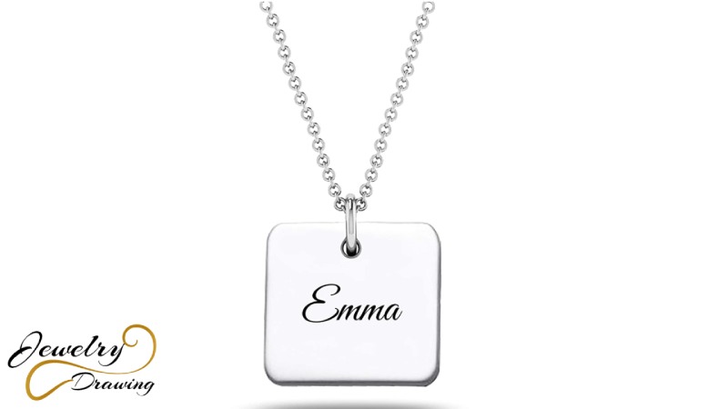 Silver square heavy material name design locket
