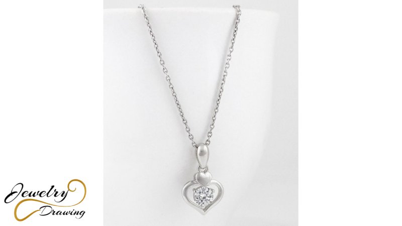 Small heart and gorgeous pearl design silver pendant
