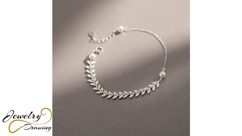 Small leafs and shiny pearls silver pendant