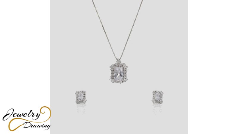 diamond and silver combination jewellery set