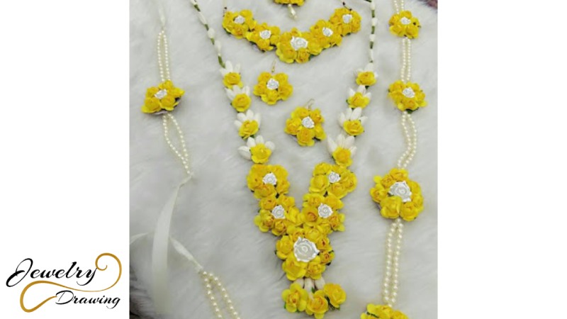 ideal haldi special flower jewellery set