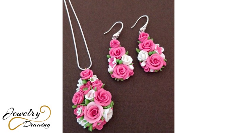 pink lover special light weight flower jewellery set