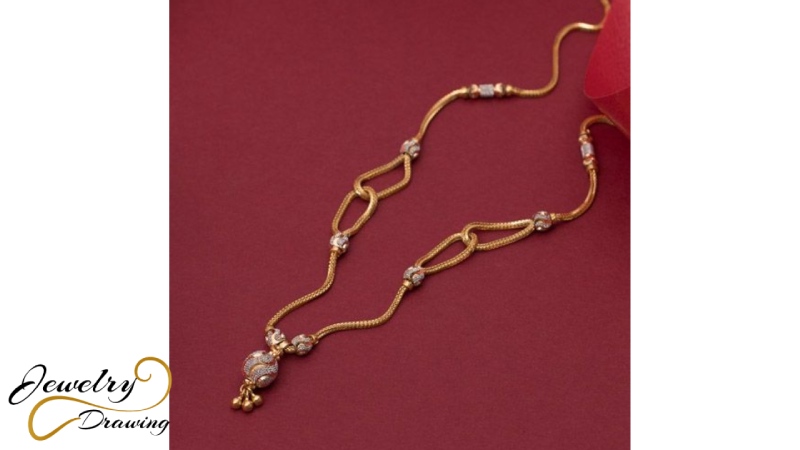 Diamond finishing pearl addition, gold long chain design