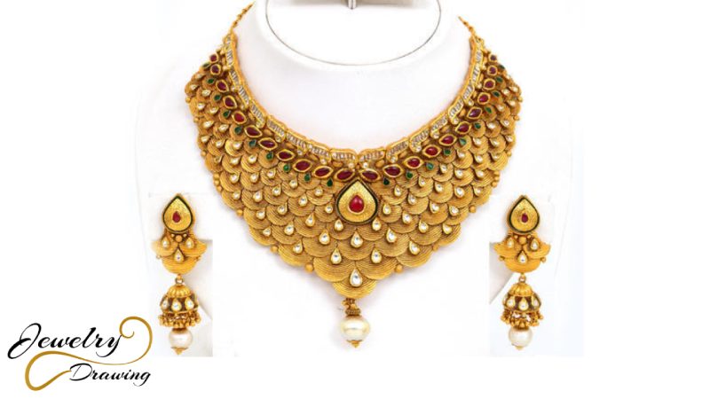 Multicolour diamond and white pearl special triple combination metal design necklace