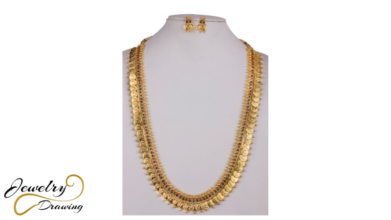 The ancient beauty gold long design jewellery set