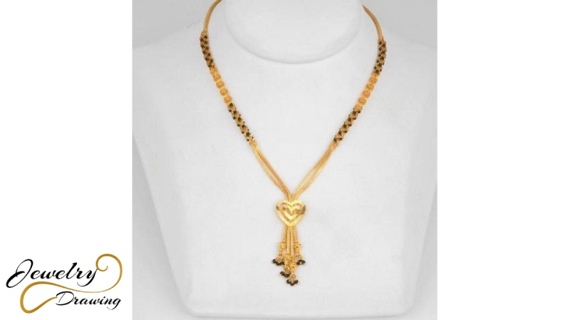 Tiny heart and small objects combination design long chain gold jewellery