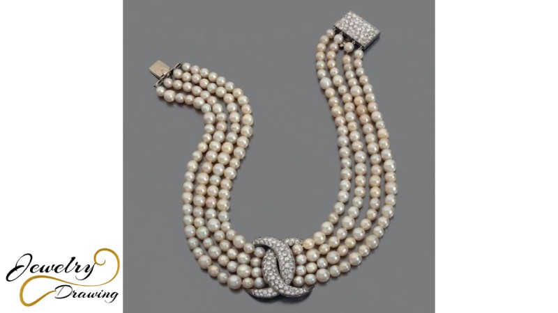 Cross moulded pattern pearl designer, jewellery necklace