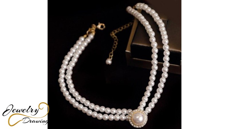 Elegant and simple design white pearl jewellery necklace
