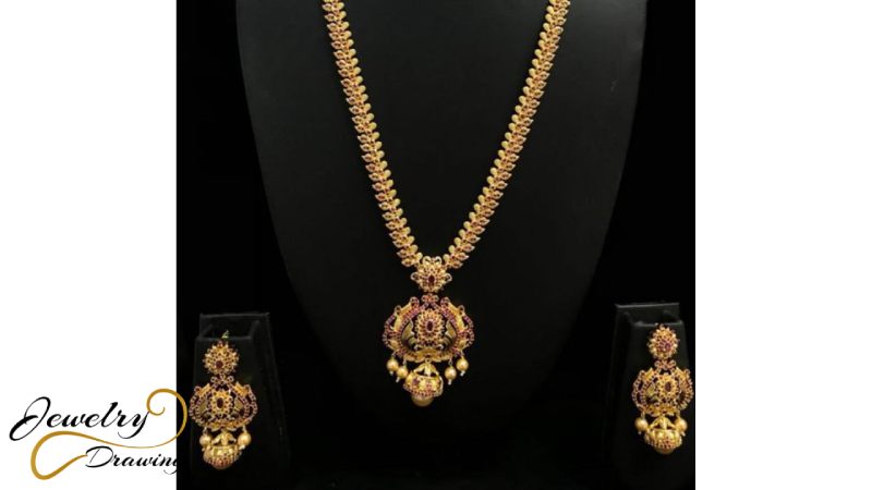 Multi design leaf special gold and diamond combination jewellery set