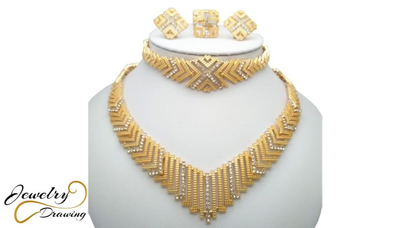 The beauty on the neck special edition gold and diamond combination complete jewellery set