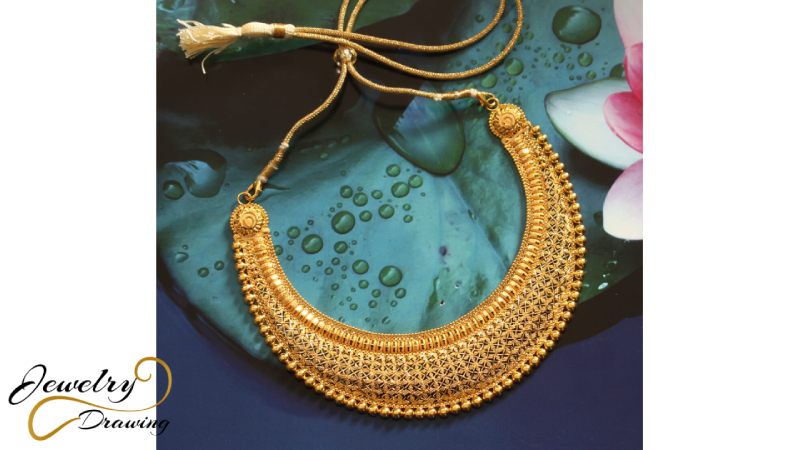 The gorgeous beauty embroider design gold necklace