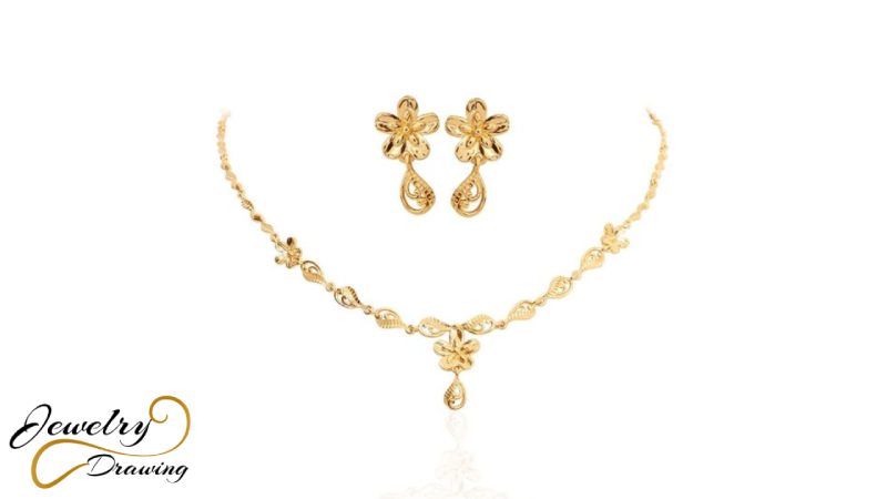 Triple design combination gold jewellery set