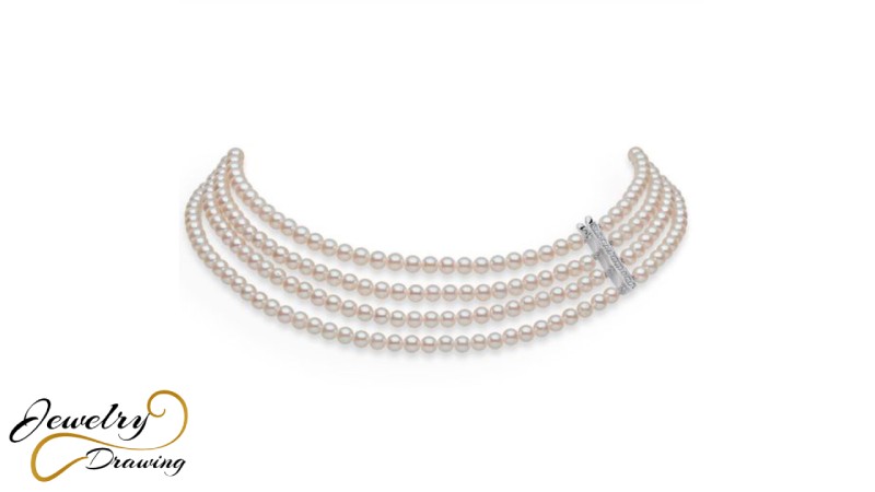 Triple material combination, special layer design white pearl necklace