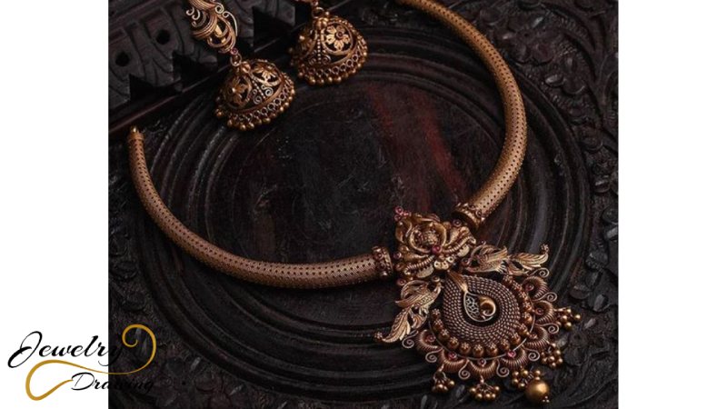 Brown lover special drop shape designer antique jewellery set