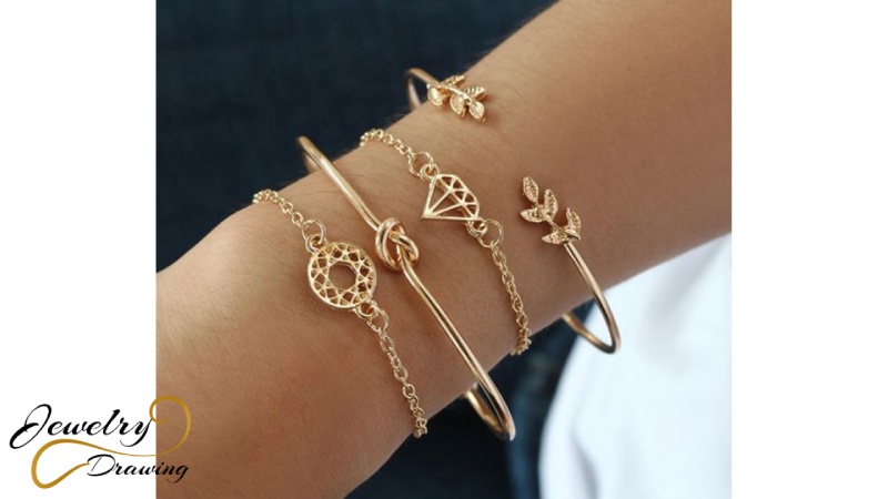 Different shape combination design multi-layer gold bracelet