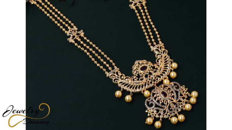 Double golden shade with silver and diamond attachment multi metal, artificial necklace