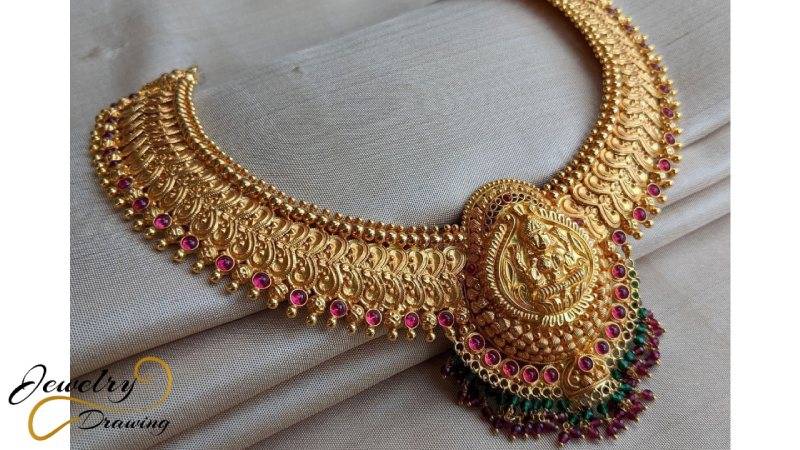 Floral-and-deity-shape-combination-designer-antique-necklace