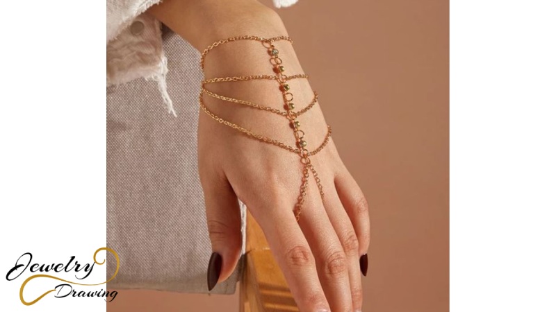 Four layer and ring design combination gold bracelet