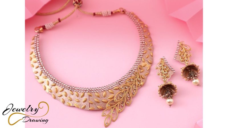 Gorgeous leaf flower design with gold and diamond combination, antique jewellery set