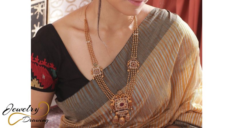 Hanging bell shape with gold layer combination design antique gold necklace