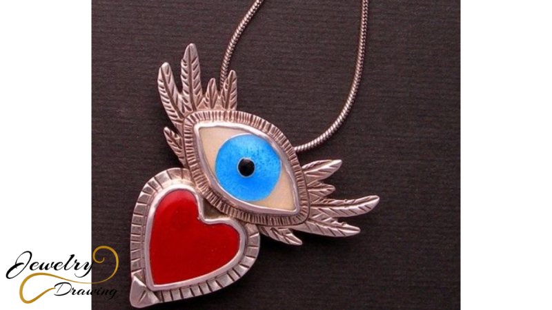 Heart and eye shape unique combination pendant