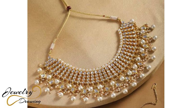 Light golden shade with decorative objects artificial necklace