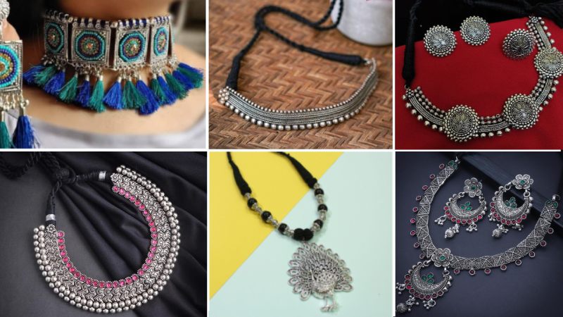 Oxidized Necklace and jewellery set designs