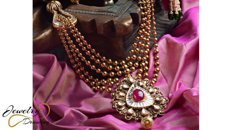 Pearl and Drop shape combination design artificial necklace