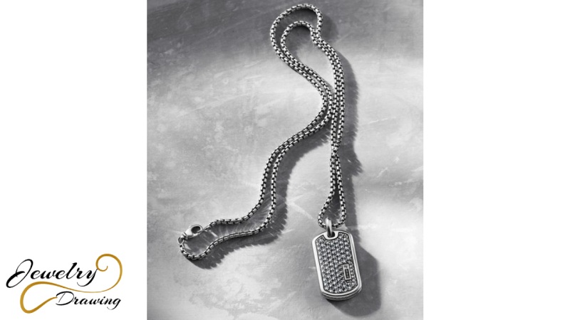 Shiny designer chain and designer square shape hanging design platinum locket