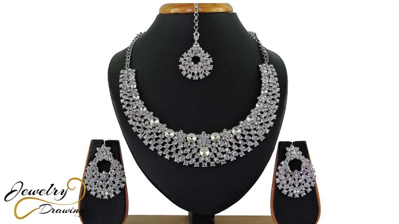 Silver and diamond lover special designed artificial jewellery set
