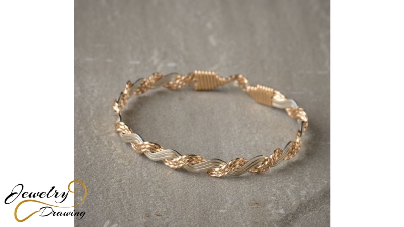 Silver and gold crossly moulded gorgeous designer gold bracelet
