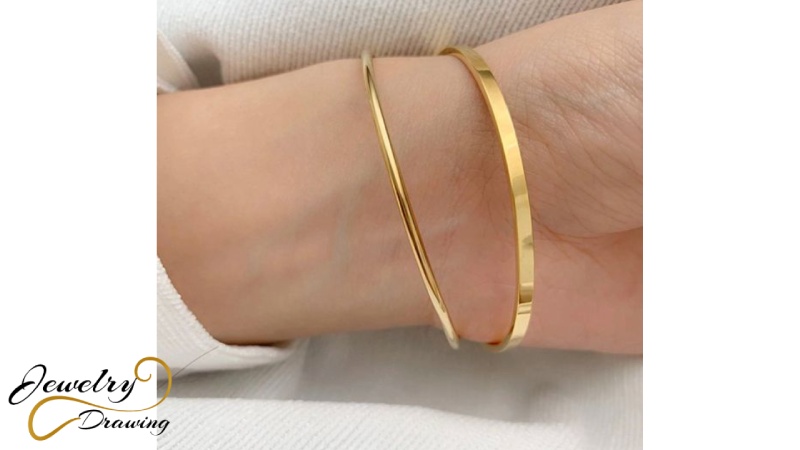 Simple designer double layer gold bracelet