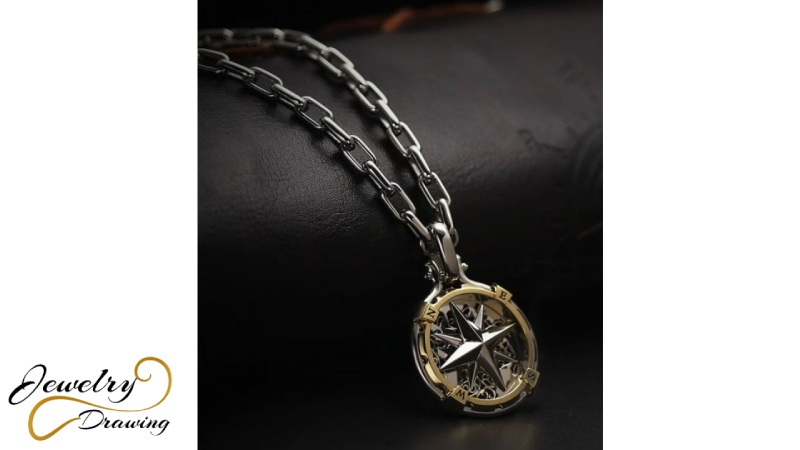 Small brick shape connecter design with hanging star object unique platinum chain