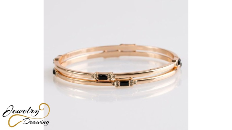 Square center design with diamond combination gold bracelet