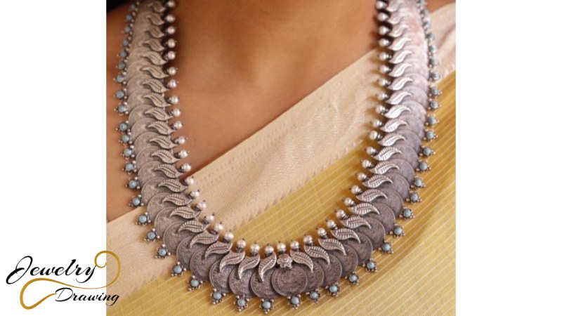 Triple combination unique design silver oxidized necklace