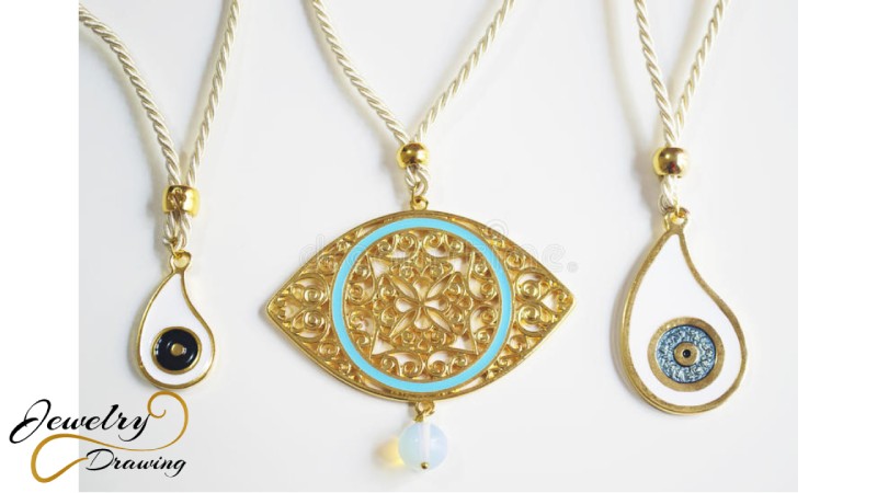 Embroidery designer eye pendant jewellery set