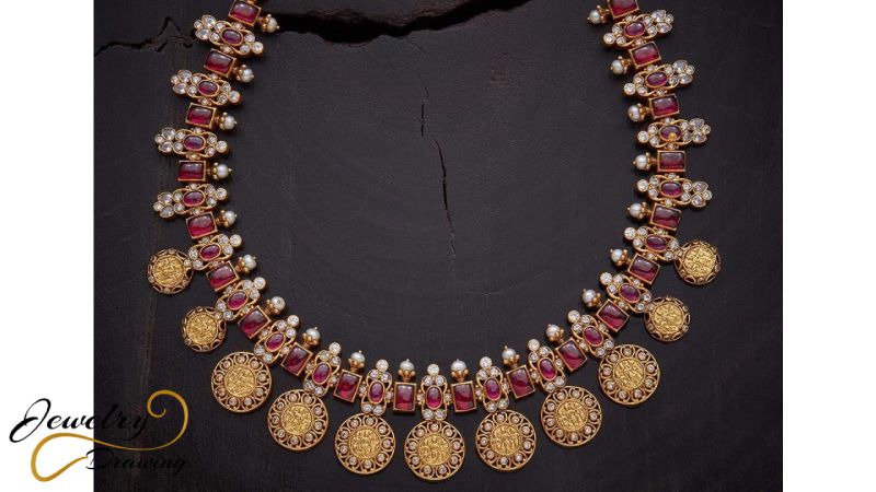 Purple and white combination stones designer kasulaperu necklace