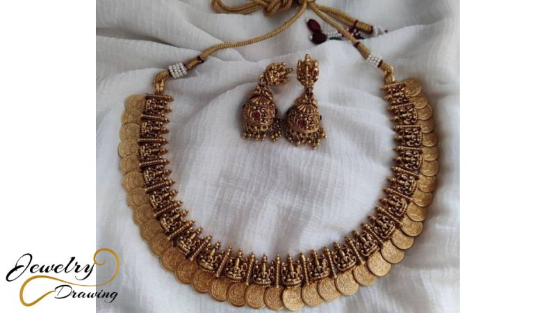 Thread and colourful stone addition kasulaperu jewellery set