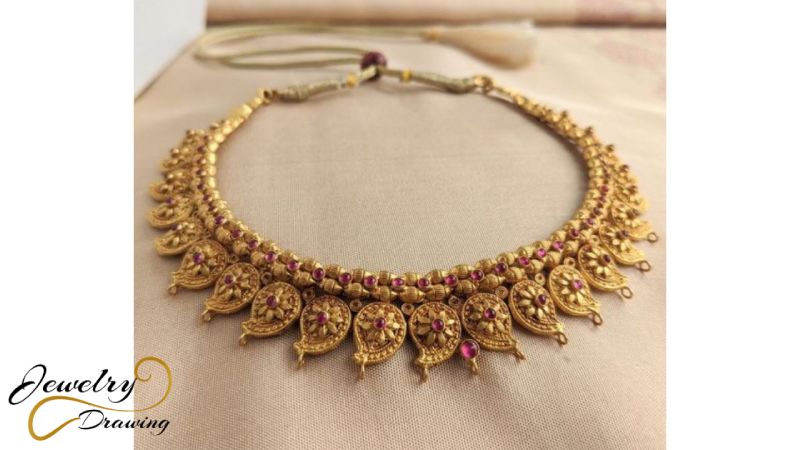 Unique leaf and floral combination design necklace